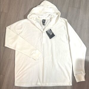 NWT Men’s cotton blend terry-feel long sleeve hooded shirt, Sz 2XL